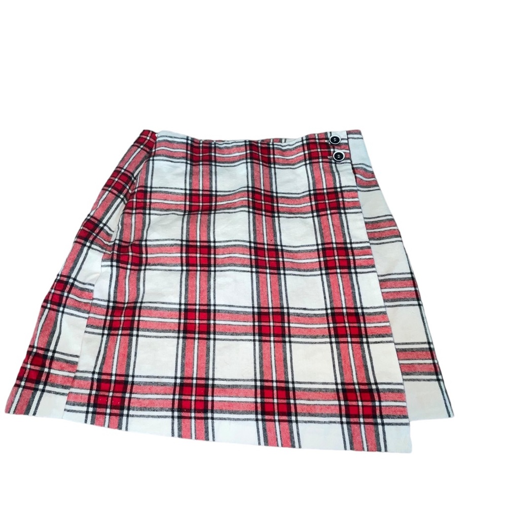 Blue Rain Red Plaid Wrap Style Skirt Size S